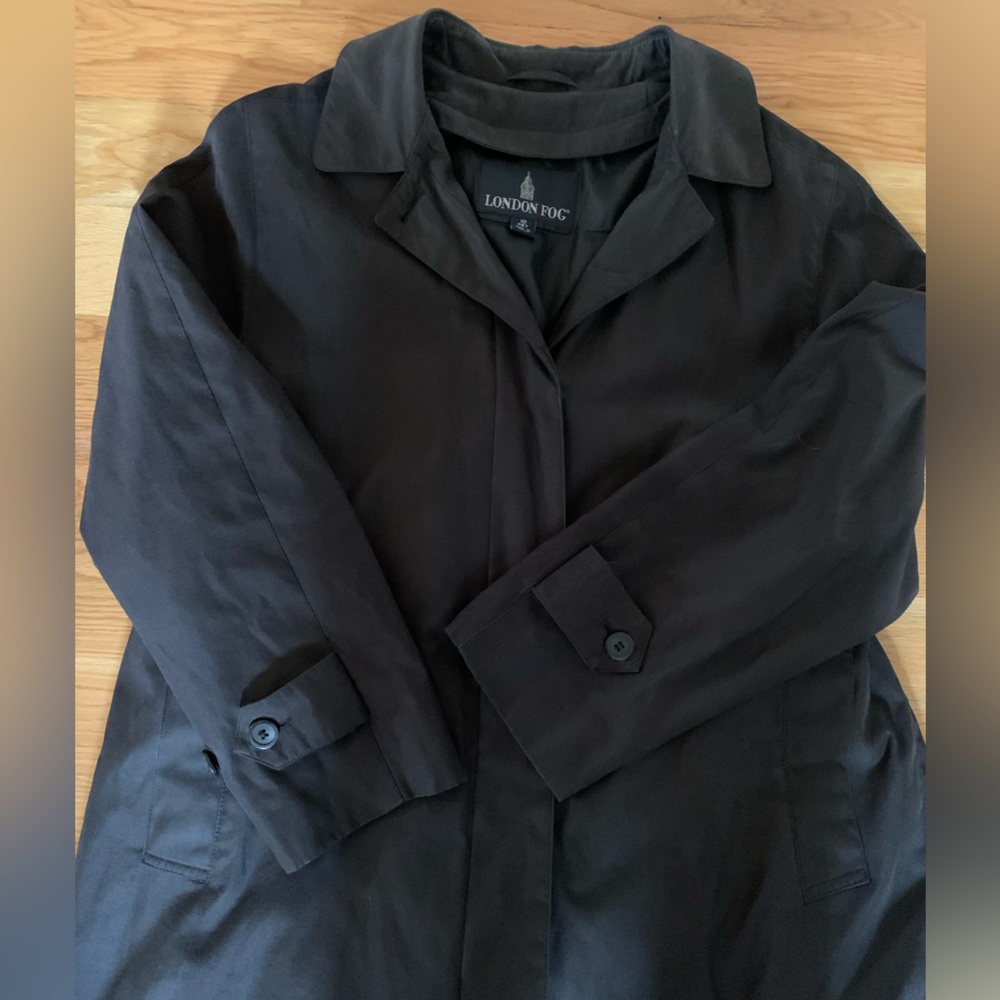 London Fog Black Trench Coat Matte Finish